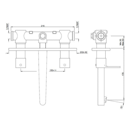 Jaquar Wall Mounted Basin Mixer Vignette Prime VGP-SSF-81433 - Stainless Steel