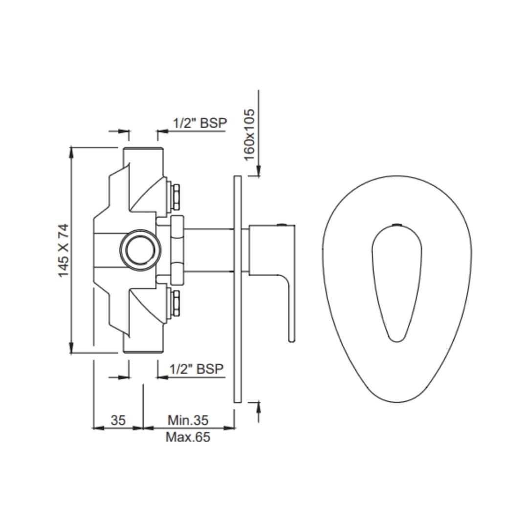 Jaquar 4 Way Diverter Vignette Prime VGP-WHM-81421 Normal Flow - White Matt Finish