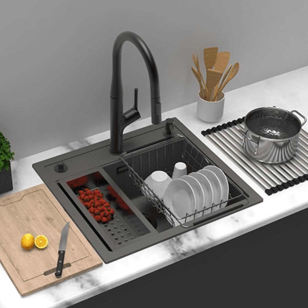Carysil Quartz Sink Workstation Sink WORKSTATION SINK FULLY LOADED WALTZ 560 FE ( 22 x 20 inches )  -  Concrete