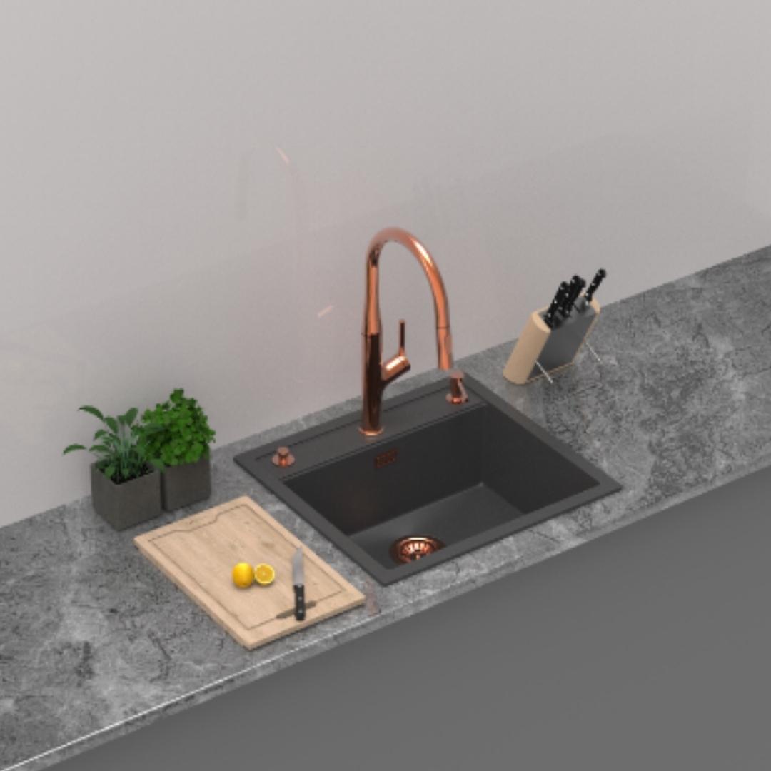 Carysil Quartz Sink Workstation Sink WORKSTATION SINK SEMI LOADED WALTZ 560 FE ( 22 x 20 inches )  -  Metallico