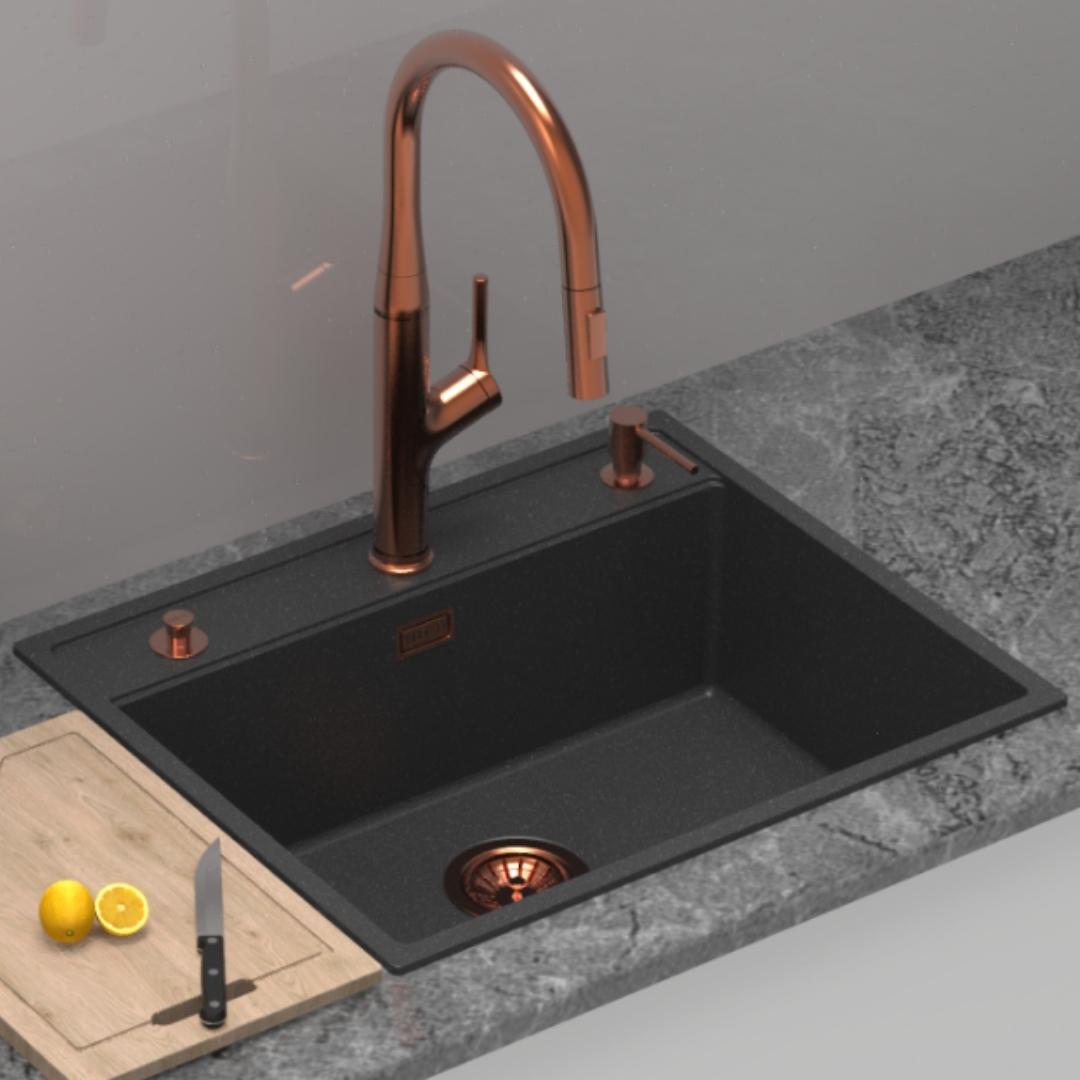 Carysil Quartz Sink Workstation Sink WORKSTATION SINK SEMI LOADED WALTZ 610 ( 24 x 20 inches )  -  Metallico