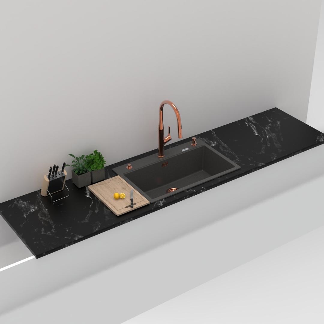Carysil Quartz Sink Workstation Sink WORKSTATION SINK FULLY LOADED WALTZ 780 ( 31 x 20 inches )  -  Metallico