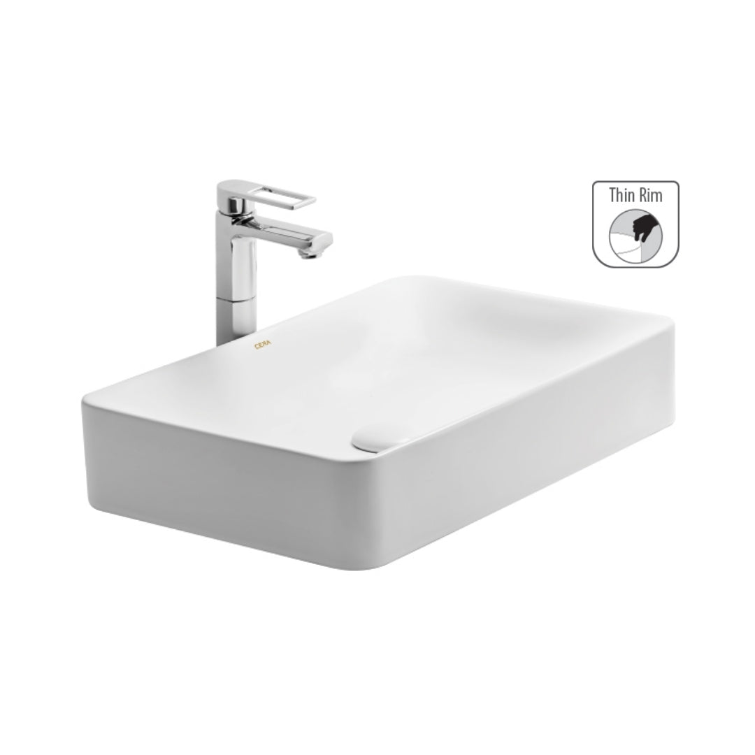 Cera - Table Top Rectangle White Wash Basin - S2020141 by Decure.in