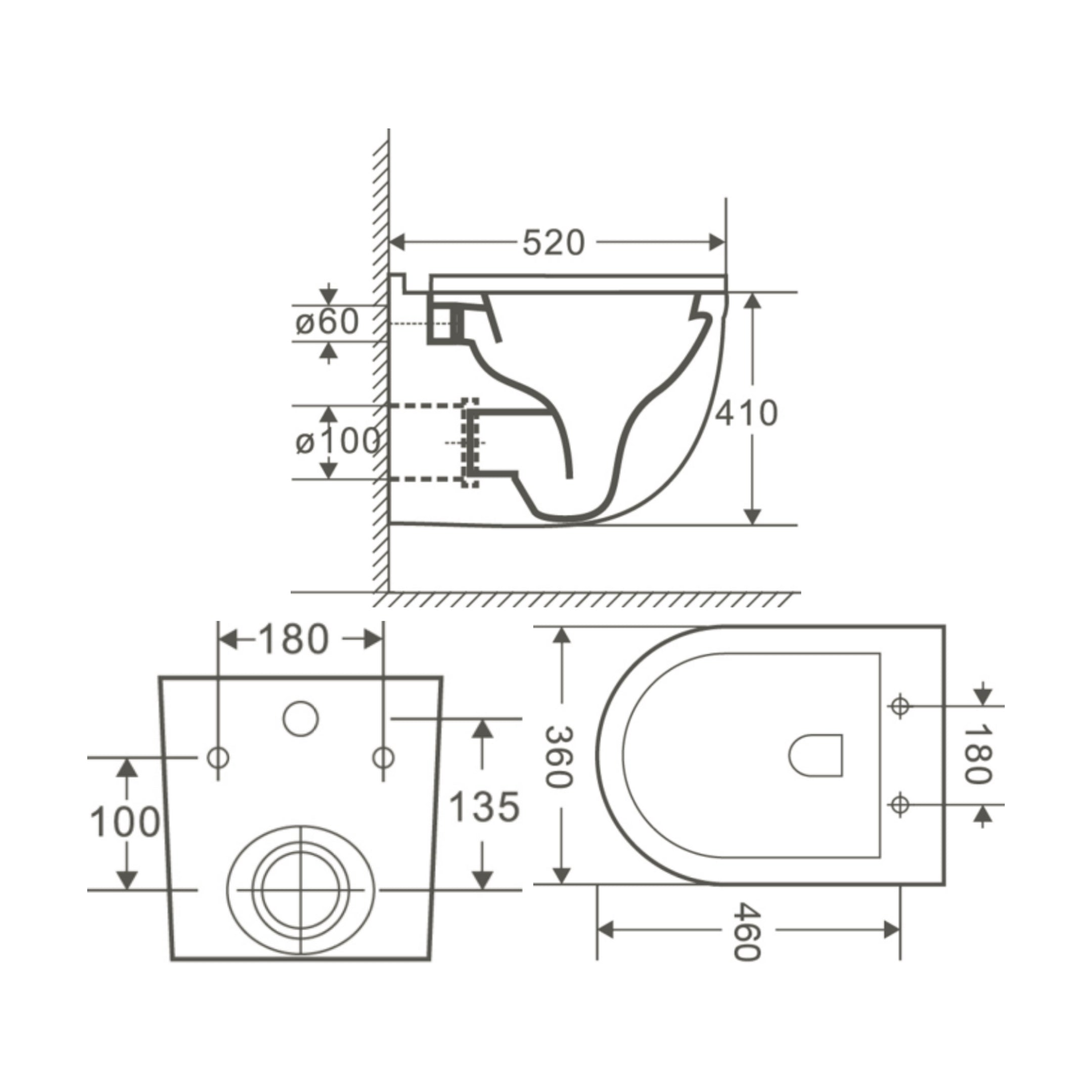 Parryware Wall Mounted White Closet WC Superio Rimless SUPERIO