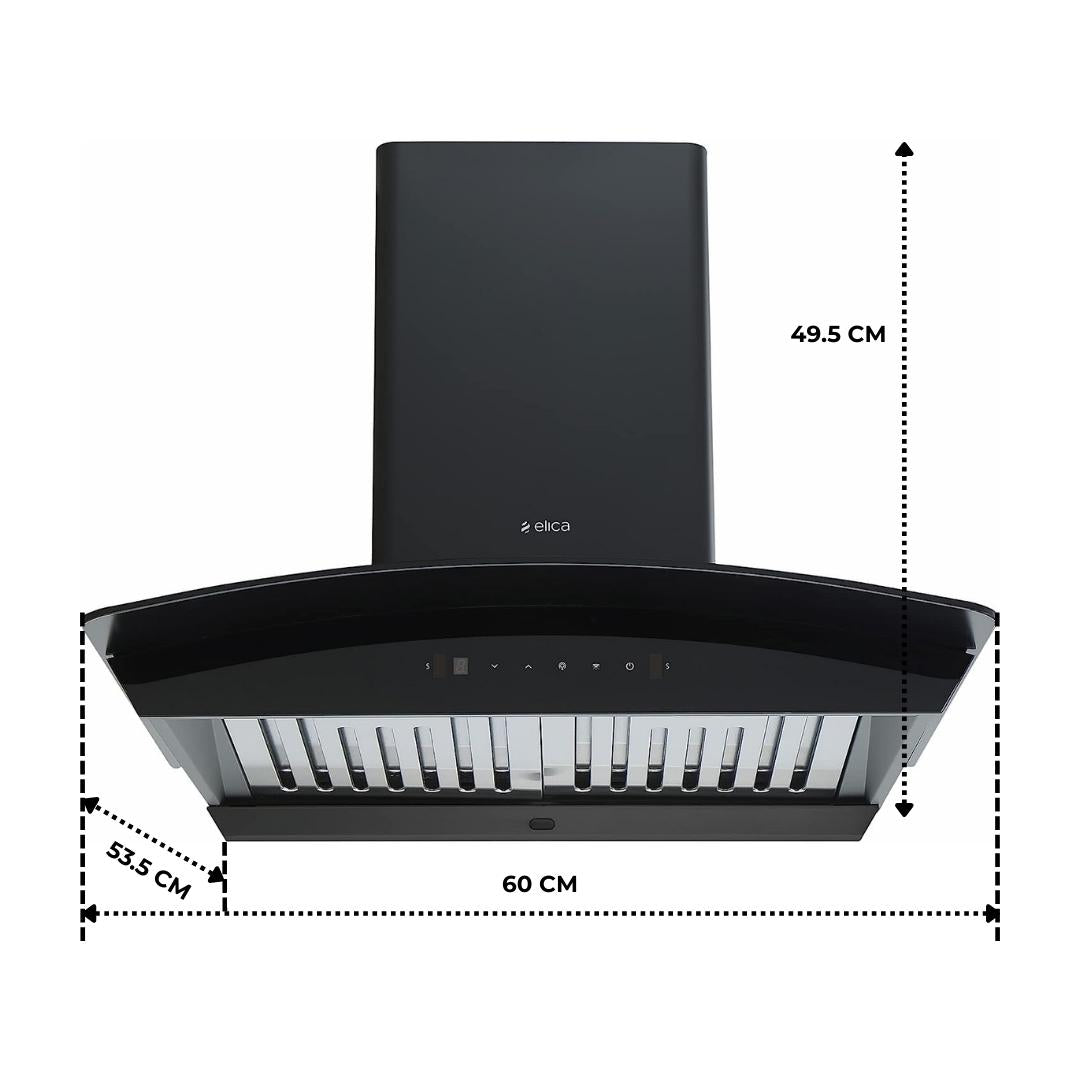 Elica 60 cm Wall Mounted Chimney WDAT HAC 60 MS BLDC NERO
