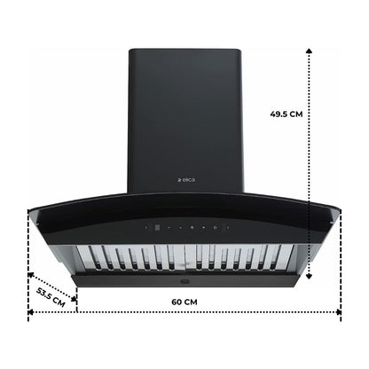 Elica 60 cm Wall Mounted Chimney WDAT HAC 60 MS BLDC NERO