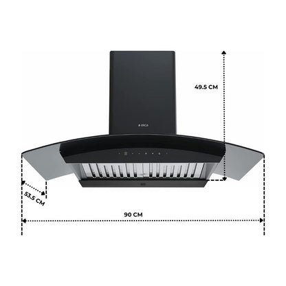 Elica 90 cm Wall Mounted Chimney WDAT HAC 90 MS BLDC NERO