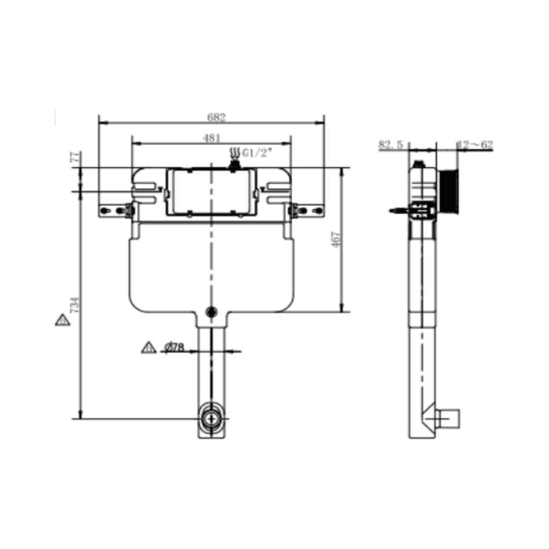 Toto Concealed Tank Concealed Wall Mounted Cistern Without Frame WH131MNF - White