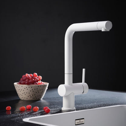 Reginox Table Mounted Regular Kitchen Sink Mixer YADKIN with Extractable Hand Shower Spout in White Finish