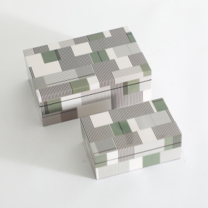 Functional White, Green & Grey MDF Storage Box