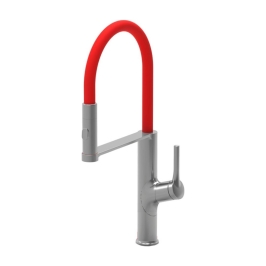 Carysil Table Mounted Semi-Professional Kitchen Sink Mixer ALA 1511 with Flexible Arm Hand Shower Spout in Red Finish
