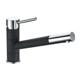 Carysil Table Mounted Pull-Out Kitchen Sink Mixer ALA01509 with Extractable Hand Shower Spout in Chrome + Nera Finish