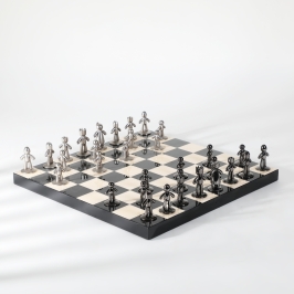 Nocturne Opulence: The Black & Beige Chess Masterpiece Chessboard