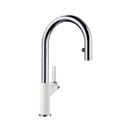 Hafele Table Mounted Pull-Down Kitchen Sink Mixer Blanco CARENA-S-VARIO with Extractable Hand Shower Spout in White Finish