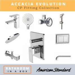 American Standard CP Fittings Bundle Accacia Evolution Series Chrome Finish with 8 Inches Rain Shower AS 005