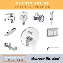 American Standard CP Fittings Bundle Cygnet Series Chrome Finish with 8 Inches Rain Shower AS 003