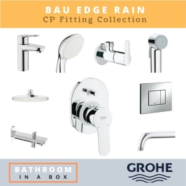 Grohe CP Fittings Bundle Bauedge Series Chrome Finish with 8 Inches Rain Shower GRO 006