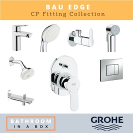 Grohe CP Fittings Bundle Bauedge Series Chrome Finish with 4 Inches Regular Shower GRO 005