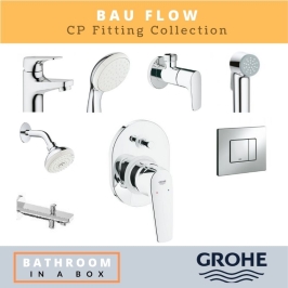 Grohe CP Fittings Bundle Bauflow Series Chrome Finish with 4 Inches Regular Shower GRO 001