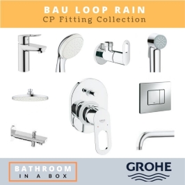 Grohe CP Fittings Bundle Bauloop Series Chrome Finish with 8 Inches Rain Shower GRO 008