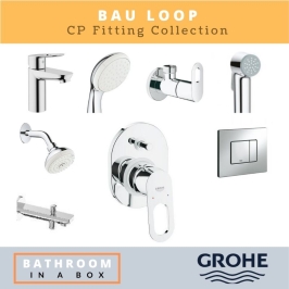 Grohe CP Fittings Bundle Bauloop Series Chrome Finish with 4 Inches Regular Shower GRO 007