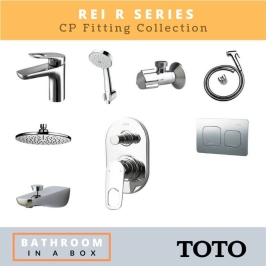 Toto CP Fittings Bundle REI-R Series Chrome Finish with 8 Inches Rain Shower TOT 001