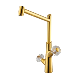 Colston Table Mounted Regular Kitchen Sink Mixer Crysta CRYSTA with Swinging Spout in Gold Finish