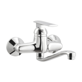 Cera Wall Mounted Regular Kitchen Sink Mixer Titanium F1003531 with Swinging Spout in Chrome Finish