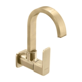 Lustre Wall Mounted Regular Kitchen Sink Tap Ruby F1005251BA with Swinging Spout in Antique Brass Finish
