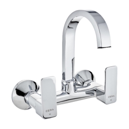 Cera Wall Mounted Regular Kitchen Sink Mixer Ruby F1005501 with Swinging Spout in Chrome Finish