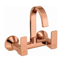 Lustre Wall Mounted Regular Kitchen Sink Mixer Ruby F1005501RG with Swinging Spout in Rose Gold Finish