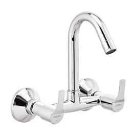 Cera Wall Mounted Regular Kitchen Sink Mixer Vivana F2014511 with Swinging Spout in Chrome Finish