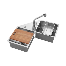 Futura Stainless Steel Sink Intelligent Series DOUBLE BOWL FS 3333 IS ( 34 x 34 inches ) - Brush