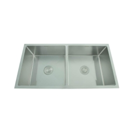 Futura Stainless Steel Sink Hand Carved Series DOUBLE BOWL FS 3618 DB HM ( 36 x 18 inches ) - Brush