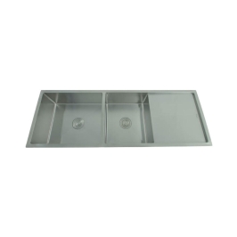 Futura Stainless Steel Sink Hand Carved Series DOUBLE BOWL FS 5118 HM ( 51 x 18 inches ) - Brush