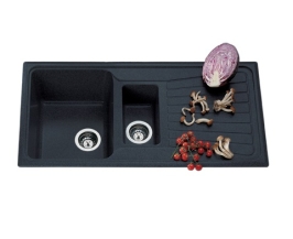 Nirali Quartz Sink Quartz Premium Range GRANIO ( 39 x 19.5 inches )  -  Black Granite