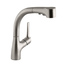 Kohler Table Mounted Pull-Down Kitchen Sink Mixer Elate K-13963T-C4-VS with Extractable Hand Shower Spout in Vibrant Stainless Finish