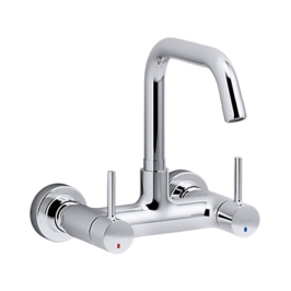 Kohler Wall Mounted Regular Kitchen Sink Mixer Cuff K-37315IN-4-CP with Swinging Spout in Chrome Finish
