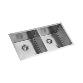 Kaff Stainless Steel Sink Marco Series DOUBLE BOWL KS 870 DB R10 ( 34 x 18 inches ) - Satin