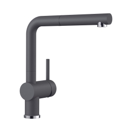 Hafele Table Mounted Pull-Out Kitchen Sink Mixer Blanco LINUS-S with Extractable Hand Shower Spout in Rock Grey Finish