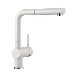 Hafele Table Mounted Pull-Out Kitchen Sink Mixer Blanco LINUS-S with Extractable Hand Shower Spout in White Finish
