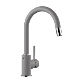 Hafele Table Mounted Pull-Down Kitchen Sink Mixer Blanco MIDA-S with Extractable Hand Shower Spout in Alu Metallic 