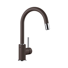 Hafele Table Mounted Pull-Down Kitchen Sink Mixer Blanco MIDA-S with Extractable Hand Shower Spout in Coffee Finish