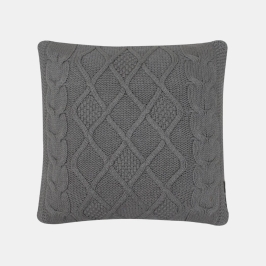 Classic Diamond Grey Cotton Knitted Decorative Cushion Cover (20 in x 20 in)