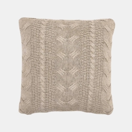 Classical Light Beige Melange Cotton Knitted Decorative Cushion Cover (18 in x 18 in)