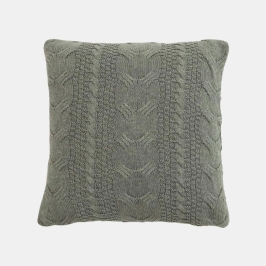 Classical Light Grey Melange Cotton Knitted Decorative Cushion Cover (18 in x 18 in)