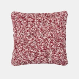 Esin Cornel Red & Ivory Cotton Knitted Decorative Cushion Cover (18 in x 18 in)