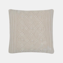 Knit Eye Cashew Cotton Knitted Decorative Cushion Cover (20 in x 20 in)