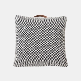 Spiral Black & White Cotton Knitted Floor Cushion Cover (24 in x 24 in)