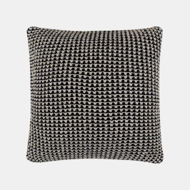 Spiral Black & White Cotton Knitted Decorative Cushion Cover (20 in x 20 in)